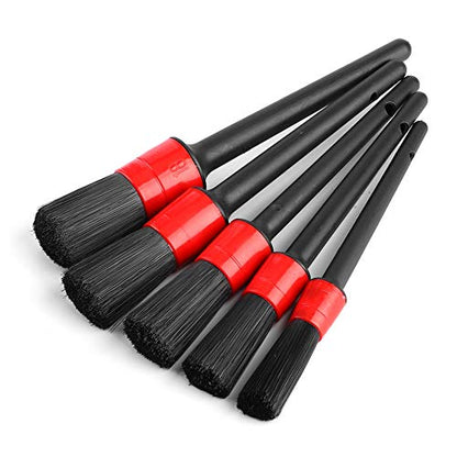Generic 5pcs Car Detailing Brush Set, Dry Wet Dual Use Versatile Cleaning Tools for Interior, Wheels, and Dashboard, Comfortable Handle with Hanging Holes, for Cleaning Air Vents