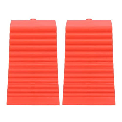 2 Pack Heavy Duty Wheel Chocks, Solid Rubber Wheel Stoppers with Anti Slip Design, Red Tire Chocks for Cars, Trucks, SUVs, RV, Trailers