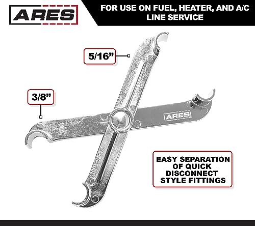 ARES 70024-3/8-Inch and 5/16-Inch Scissor Fuel Line Disconnect Tool - Easy Separation of Quick Disconnect Style Fittings - Use on Fuel, Heater, and A/C Line Service on Many Late Model Vehicles