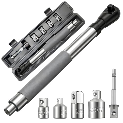 Offset Extension Wrench Impact, Right Angle Ratchet Extender for Tight Spaces, Socket Adapter Set, Compatible with Drill, Air Impact, Ratchet and Manual Wrench, Automotive Repair