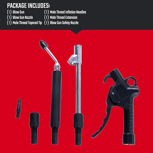 CRAFTSMAN Blow Gun Kit with Multiple Attachments for Inflating and Cleaning, 1/4-Inch NPT Connection, Extended Nozzle for Hard-to-Reach Areas