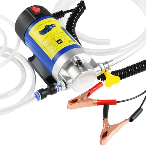Oil Pump 12V 100W, Oil Extractor Pump for Engine Oil Change, Electric Fluid Transfer Pump for Motor Oil, Gear Oil, Transmission Fluid Removal, Self-Priming Oil Transfer Pump for Car, Mower, Marine - color: Blue, 12v Pump