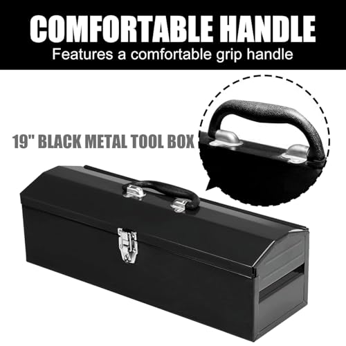 2Pcs Portable Tool Box, Metal Latch Closure, 19" Hip Roof Style, Ideal for Trailer, Mechanic, DIY-ers, Car Toolbox, Workshops, Garages, Repair Shops,Black - size: 2P-19in-Black