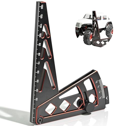 Ride Height Gauge RC Car Camber Gauge Adjustable RC Car Wheel Rim Measuring Tool Ruler, CNC-Machined Aluminum Alloy Height Camber for Traxxas Arrma Losi Axial HPI Redcat Racing 1/10 1/8 1/7 Scale Red - color: Red