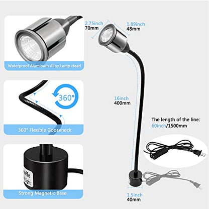 Magnetic LED Work Light with Flexible Gooseneck and Magnetic Base, Magnetic LED Lamp 750 Lumen for Workshop, Lathe, Sewing Machine, Grill Lighting
