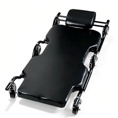 BESTOOL Mechanic's Creeper, 44inch Garage Creeper, 6 Sturdy Casters, Metal Frame Floor Creeper, 450LBS Capacity, Low Profile Design, Headrest,Black - color: Black-Metal frame, size: 44in