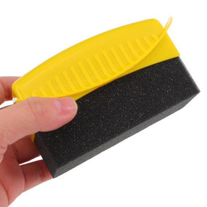 MAGICLULU 2pcs Tire Scrubber and Wax Applicator Brush Set with Lid for Car Wheel Cleaning and Interior Detailing, Blue and Yellow Sponge Pads for Automotive Care and Tire Shine