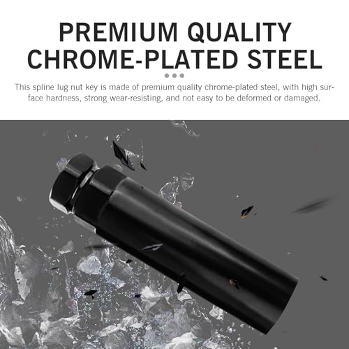 Large 6 Spline Lug Nut Socket, Fuel Rim Lug Nut Lock Removal, Wheel Lock Key Replacement for Aftermarket 6 Spline Lug Nut, for 21 mm (13/16 Inch) & 22 mm (7/8 Inch) Hex Socket Wrench - size: Large 6 Spline
