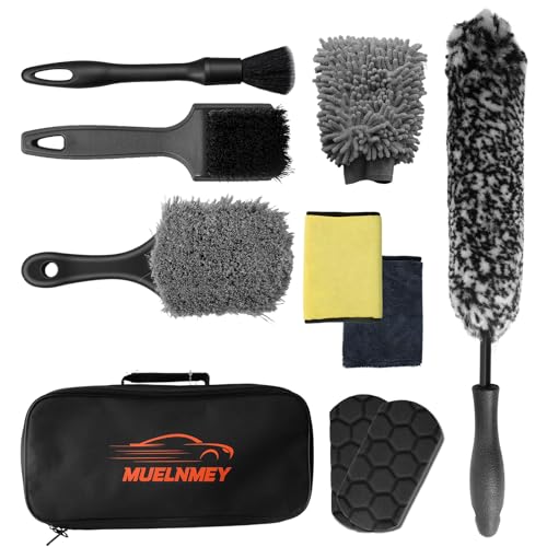 10PCS Car Wheel Cleaning Kit – Metal-Free Rim & Tire Brush Set with Wool Brush, Microfiber Cloths, Wax Pads & Storage Bag, Scratch-Free Detailing Tools for Cars Trucks SUVs RVs - size: 10PCS