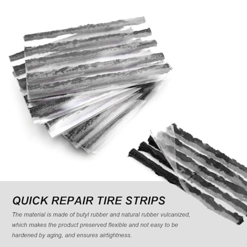 30 PCS Tire Repair Strings, 4" Heavy Duty Rubber Flat Tire Repair Sealing Strip Kit, Professional Tubeless Off-Road Tire Patch Plugs for Cars Bikes ATVs UTVs Wheelbarrows (Black) - color: Black