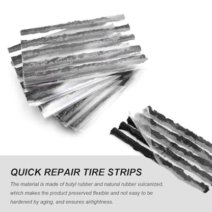 30 PCS Tire Repair Strings, 4" Heavy Duty Rubber Flat Tire Repair Sealing Strip Kit, Professional Tubeless Off-Road Tire Patch Plugs for Cars Bikes ATVs UTVs Wheelbarrows (Black) - color: Black