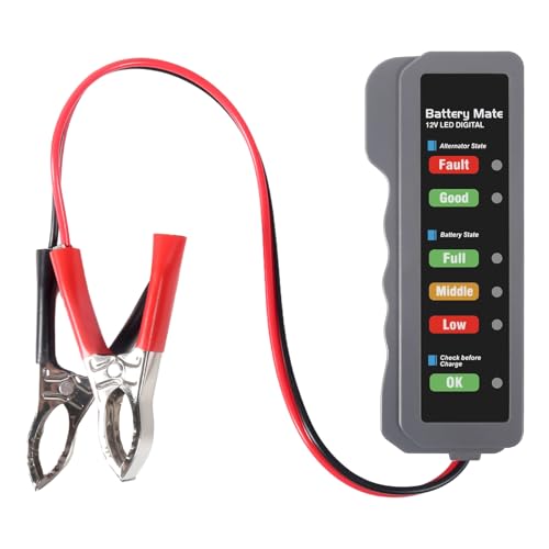12V Car Battery Tester and Alternator Tester Automotive Battery Analyzer, Charging System Checker with LED Indicator for Cars, Trucks