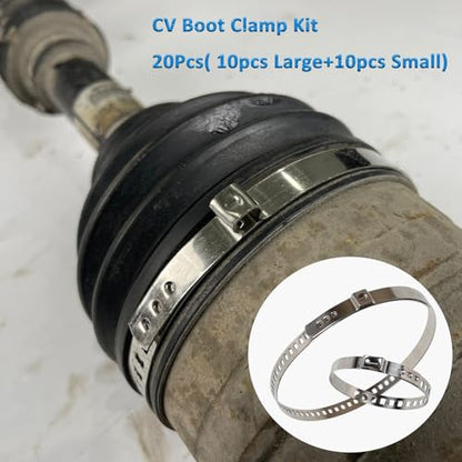 ReluxGo axle Boot clamp Tool, with 20 PCS 304 Stainless Steel Single Ear Hose Clamp, Drive Shaft CV Axle Boot Clamp Removal and Installation Tool (10pcs Small+ 10pcs Large)