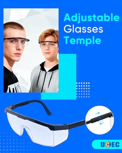 UCEC Clear Safety Glasses, Eye Protection Glasses, Anti Fog Safety Glasses For Men And Women, Full Coverage Lens, Built-In Brow Guard, UV Resistant, 6 Pack - color: 6*adjustable Glasses, size: 6 Pack