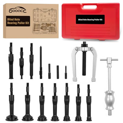 GOOACC 16pcs Blind Hole Bearing Puller Kit, Slide Hammer Pilot Insert Inner Internal Removal Tool Blind Hole Collet Bearing Set, Heavy Duty Blind Bearing Race and Seal Puller Extractor Kit with Case - color: 16pc Blind Hole Bearing Puller Red