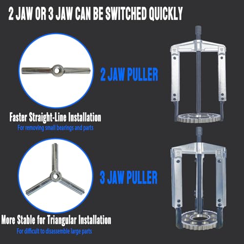 Gear Puller Set, 13Pcs Large Bearing Puller Kit, 2 Jaw & 3 Jaw Gear Puller, Heavy Duty Cr-V Steel Pulley Flywheel Puller for Removal Bearings, Gears, Pulleys and Flywheels Vehicles and Machinery. - size: 13pcs large puller