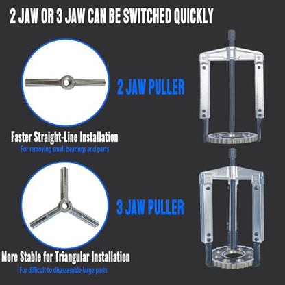 Gear Puller Set, 13Pcs Large Bearing Puller Kit, 2 Jaw & 3 Jaw Gear Puller, Heavy Duty Cr-V Steel Pulley Flywheel Puller for Removal Bearings, Gears, Pulleys and Flywheels Vehicles and Machinery. - size: 13pcs large puller