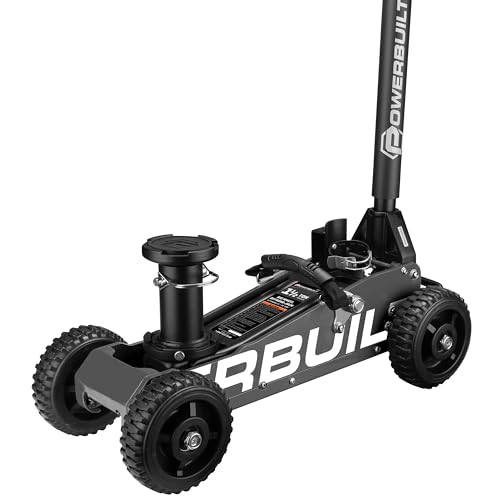 Powerbuilt 1.5 Ton Big Wheel Off Road Jack, Vehicle Lift for Trucks, SUVs, ATVs Offroad Vehicles, Oversized Wheels for Rugged Terrain, 3000 LB Capacity, Grey 620627ECE - color: Black, size: 1.5 Ton, Offroad
