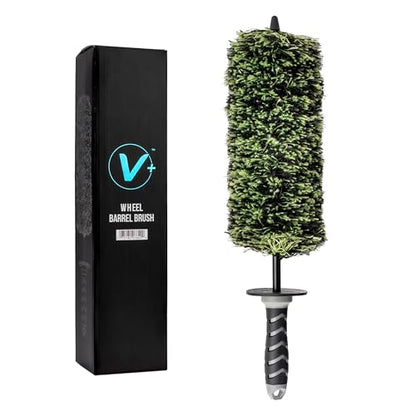 VIKING Wheel Barrel Brush, Multi-Fiber Cleaning Brush for Car Cleaning Kit and Car Detailing Kit, Clean Exhaust Tips, Wheels, and Rims; 17 Inch Length, Black and Green, 1 Pack
