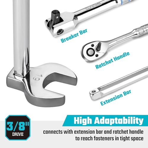 DURATECH 10-Piece 3/8" Drive Crowfoot Wrench Set, Metric, 10-19mm | Open End Wrench Set, CR-V Steel, EVA Foam Tool Organizer - size: Metric, style: Regular