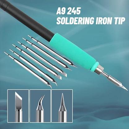 SUGON A9 245 Digital Soldering Station 3 Seconds Fast Heating, 110V Soldering Iron Station of with 6 Integrated Soldering Iron Tips Equipped, 212-842℉, Soldering Iron Replacement Rack,etc