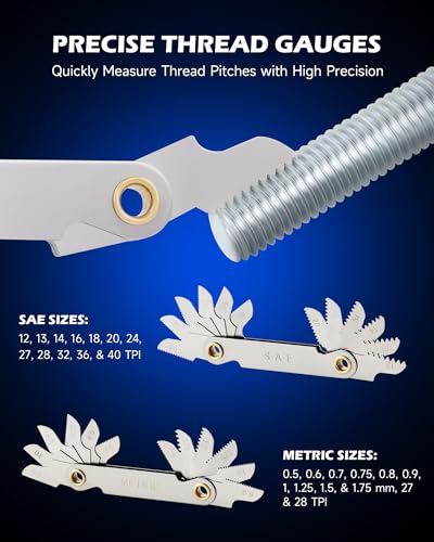 OMT 87pc Tap and Die Set, Titanium-Plated SAE and Metric Threading Kit | M3-M16 and #4-5/8 Inch, GCr15 Bearing Steel, Internal and External Threads, Center Punch, Mechanics Machinists Garage & Shop - size: 87 pc Metric and SAE