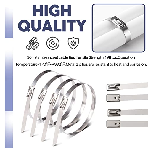 Swpeet 37Pcs 4" 8" 14" CV Joint Ear Clamp Banding Boot Clamp Tool with Stainless Steel Band Clamps Locking Metal Cable Zip Ties Kit, Perfect for Mounting CVT Joint Boots, ATV Axle Boot, Auto/ATV