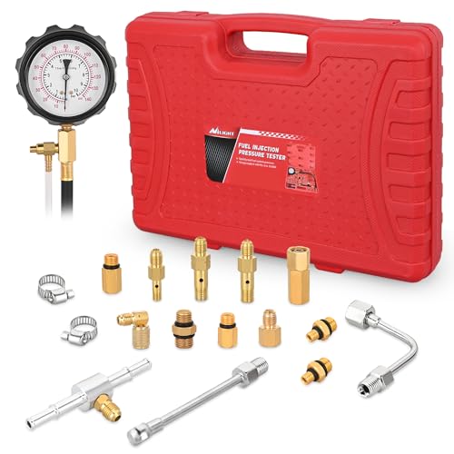 Nilight Fuel Pressure Gauge Tester Kit, 0-140PSI Fuel Injection Pump Pressure Gauge Kit Gasoline Pressure Diagnostic Tools - color: Preminum
