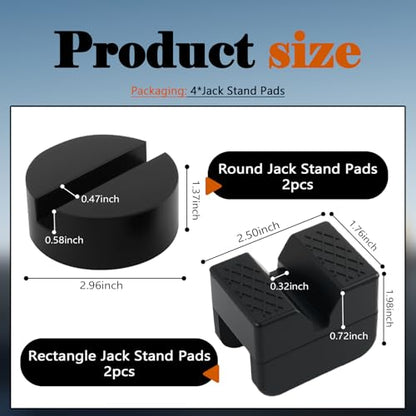 4PCS Pinch Weld Jack Pad Kit Rubber,Anti-Slip Heavy Duty Jack Stand Pads Fit 2-3 Ton Floor Jacks,Pinch Weld Jacks Adapter Car Accessories for Providing Cushioning Protection