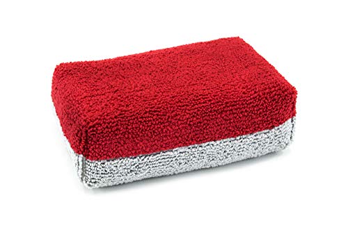 Autofiber Thick [Saver Applicator Terry] Ceramic Coating Applicator Sponge | 12 Pack | with Plastic Barrier to Reduce Product Waste. (Red/Gray) - color: Red/Gray