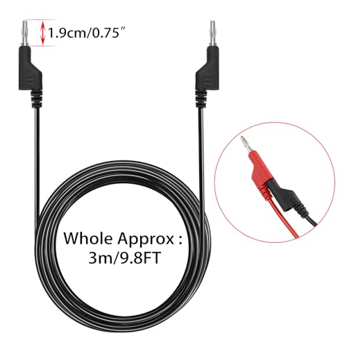 Sumnacon 5Pcs Banana to Banana Plug Test Lead, 4mm Stackable Banana Plug Wire Test Cable Lead for Multimeter, Electrical Test Wire 1000V/15A 9.8 Ft/3M - size: 3 m