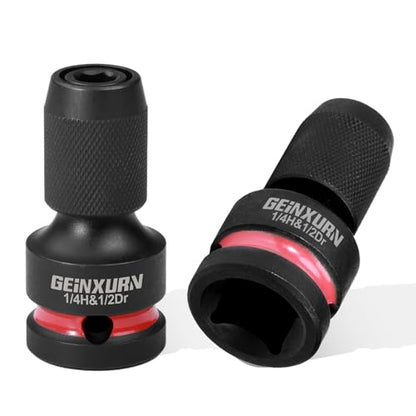 Geinxurn 2PCS Impact Screwdriver Bit Holders, 1/2-Inch Square Drive to 1/4-Inch Quick Release Hex Socket Adapter for Impact Wrench - size: 2pcs-1/2"