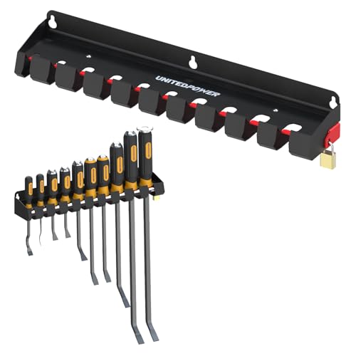 UNITEDPOWER Pry Bar Holder, Lockable Wall Mount Storage Rack Organizer for Workshop, Shed, Garage, Home, Stores up to 10 13 Tools or Extensions - style: Pry Bar Holder