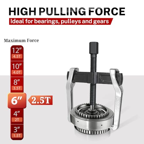 BILITOOLS 6" 2 Jaw Gear Puller, Small Bearing & Pulley Removal Tool | Internal External Reversible for Flywheel, Gears & Pulleys - size: 6”