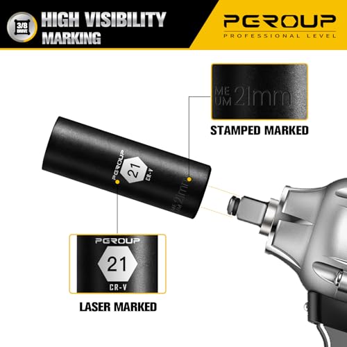 3/8” Drive Deep Impact Socket, Metric(21mm socket), 6-Point, Cr-V Steel With Black Manganese Phosphate Coating - size: 21 mm