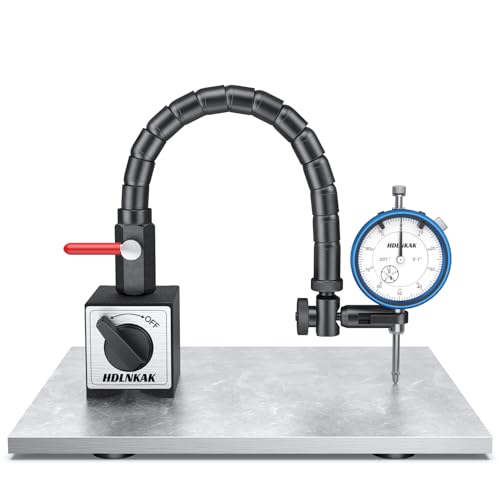 HDLNKAK New Dial Indicator 0-1'' with Magnetic Base, Dial Indicator Tools Set for Alignment, 0.001" Accuracy Measurement Tool with Flex Arm Base and Indicator Combo（ Blue Dial Indicator） - color: Blue