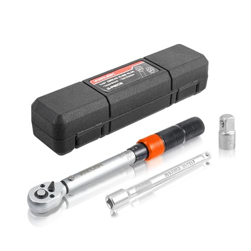Vanquish 1/4-inch Drive Torque Wrench with 4" Extension Bar and 1/4" to 3/8" Adapter, 72-tooth, 40-220 IN.LB/4.5-24.8 Nm, ±3% High Precision, 1601AM - size: 1/4-inch Drive