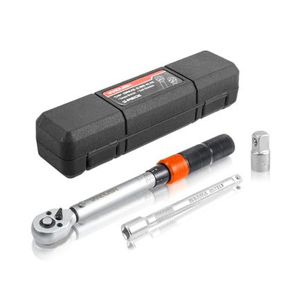 Vanquish 1/4-inch Drive Torque Wrench with 4" Extension Bar and 1/4" to 3/8" Adapter, 72-tooth, 40-220 IN.LB/4.5-24.8 Nm, ±3% High Precision, 1601AM - size: 1/4-inch Drive