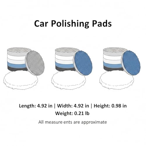 7-Pack 5-Inch Car Polishing Pads - Synthetic Wool & Foam Buffer Set for Dual Action Polishers