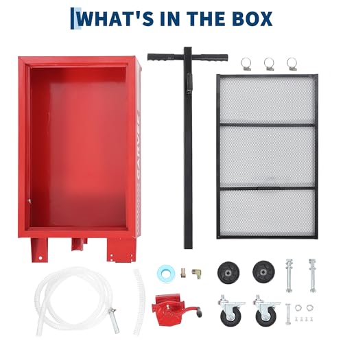 Garvee 20 Gal Oil Drain Pan with Pump, Low Profile Rolling Oil Drain Cart with 8.2 ft Hose, Foldable T-Handle & Lockable Swivel Casters, Leak-Proof & Heavy Duty for Cars, SUVs, Trucks - color: Red, size: 20 Gal + Manual