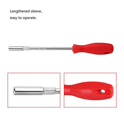 Oumefar 2PCS Hex Nut Driver, Hollow Shaft Lengthened Sleeve Screwdriver Red Plastic Handle Bit Holding Screwdriver 5.5mm(2PCS)
