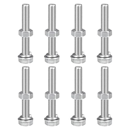 uxcell M8 x 55mm Hex Head Screws Bolts, Nuts, Flat & Lock Washers Kits, 304 Stainless Steel Fully Thread Hexagon Bolts 8 Sets - size: M8 x 55mm