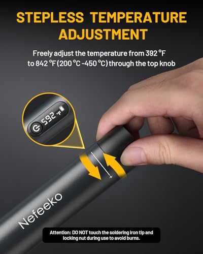 Nefeeko Cordless Soldering Iron Kit, Rechargeable Soldering Iron with Stand | 7s Fast Heating, Auto Sleep/Off, C210 Soldering Iron Tips, Portable Soldering Pen Soldering Gun Kit for Electronics Repair