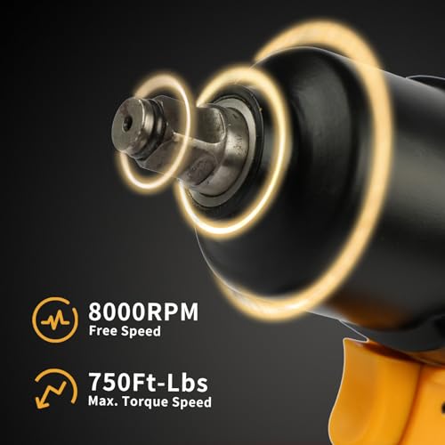 FORNAX Air Impact Wrench 1/2 Inch Drive Heavy Duty 750 ft-Lbs Max Loosening Torque Output Pneumatic Impact Wrench,8000 RPM,for Changing Tires and Auto Repair