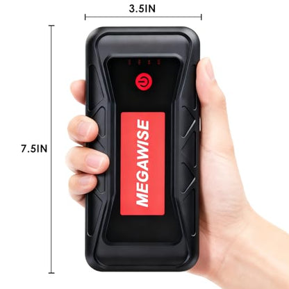 MEGAWISE 2500A Peak 21800mAh Car Battery Jump Starter (up to 8.0L Gas/6.5L Diesel Engines) 12V Portable Power Pack Auto Battery Booster with Dual USB Outputs