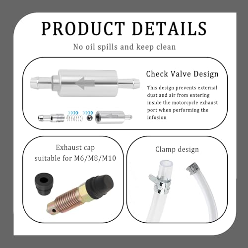 OFBAND 2Set Brake Bleeder Kit,Brake Fluid Bleeder Kit Includes 4PCS Brake Bleeder Hose,2PCS One Way Check Valve,Universal Break Bleeder Kit Car Accessories for Car Motorbike Bike - color: 2PCS
