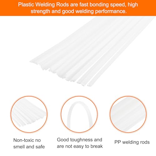 MECCANIXITY 20pcs 8 Inch Plastic Welding Rods PP Welding Strips Welder Rods for Car Bumper, Kayak Repair, Plastic Welder, White