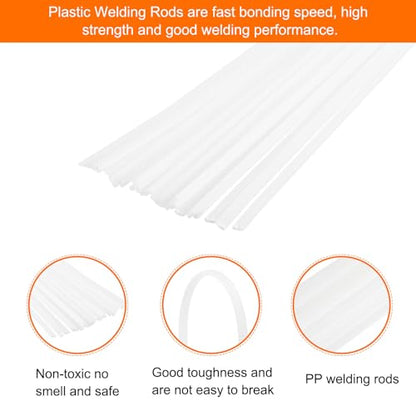 MECCANIXITY 20pcs 8 Inch Plastic Welding Rods PP Welding Strips Welder Rods for Car Bumper, Kayak Repair, Plastic Welder, White