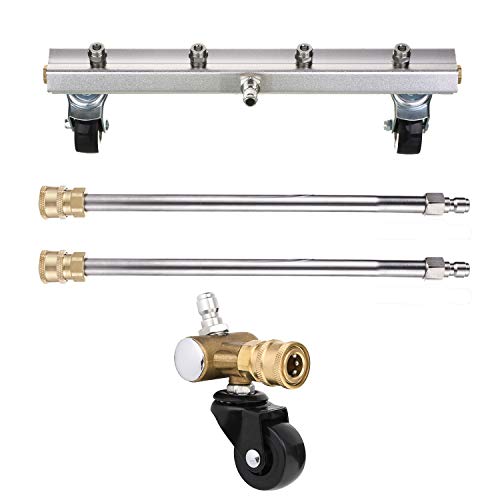 M MINGLE Pressure Washer Undercarriage Cleaner with Swivel Wheel, 4000 PSI | 13 Inch Under Car Washer with 2 Extension Wands, Eliminate Car Underbody Dirt & Oil, Easy to Use and Assemble - size: 13.5 Inch