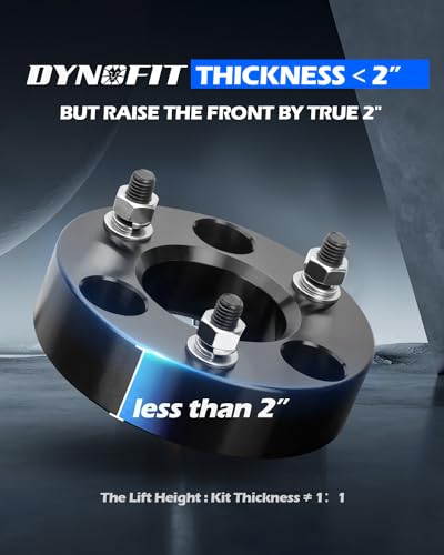 Dynofit 2in Leveling Lift Kit for Dodge Ram 1500 4WD (2006-2026), Aluminum Strut Spacers Raise 2 Inches Front Suspension for Ram1500 4x4 - size: 2 inch Front + 0 inch Rear